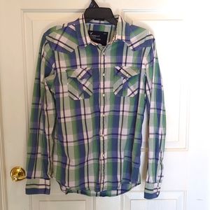 American Eagle Outfitters Vintage Fit Men's size M long sleeve plaid western 👕